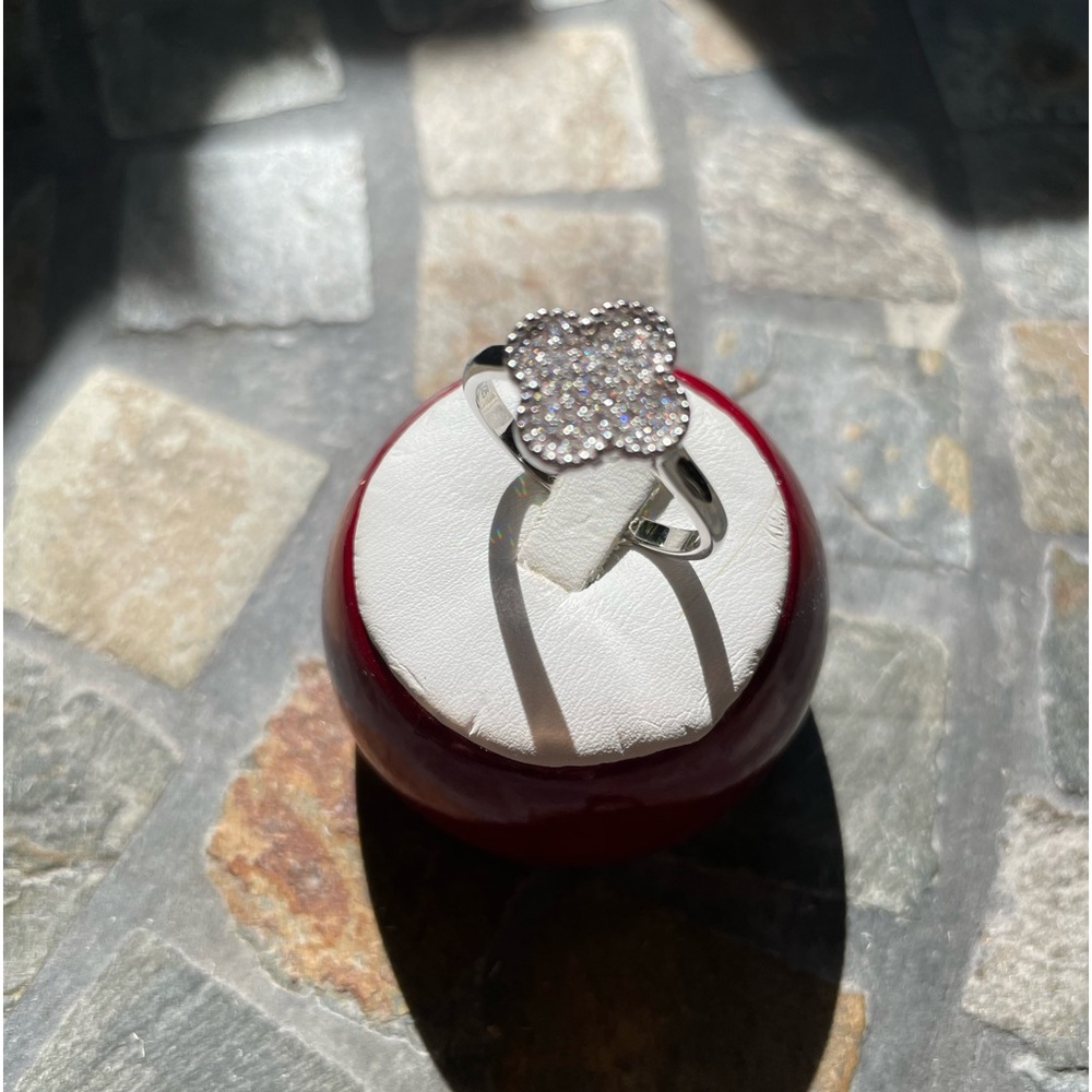 Sterling Silver Pave Clover Ring